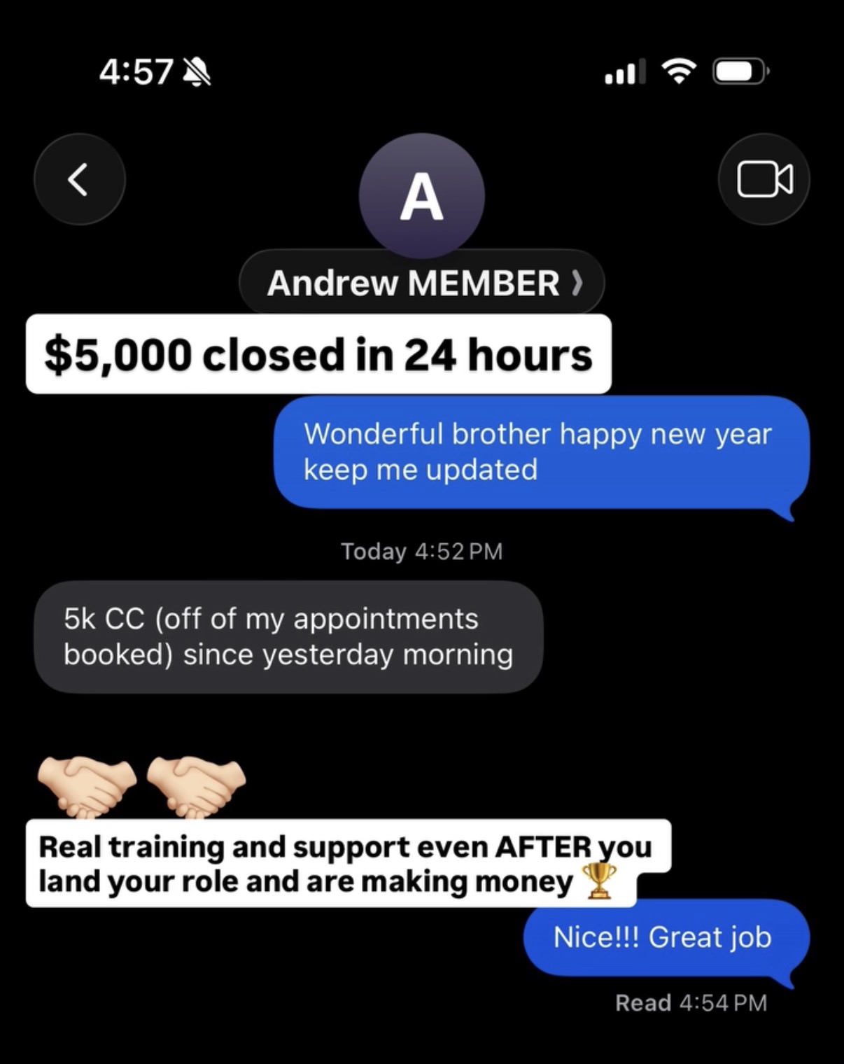 Andrew $5,000 closed in 24 hours