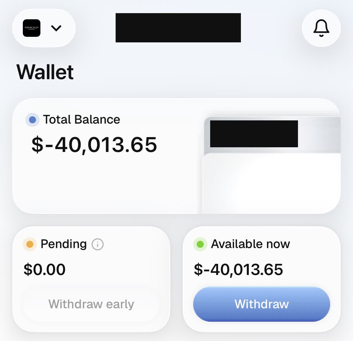 Wallet dragged deep into the negative