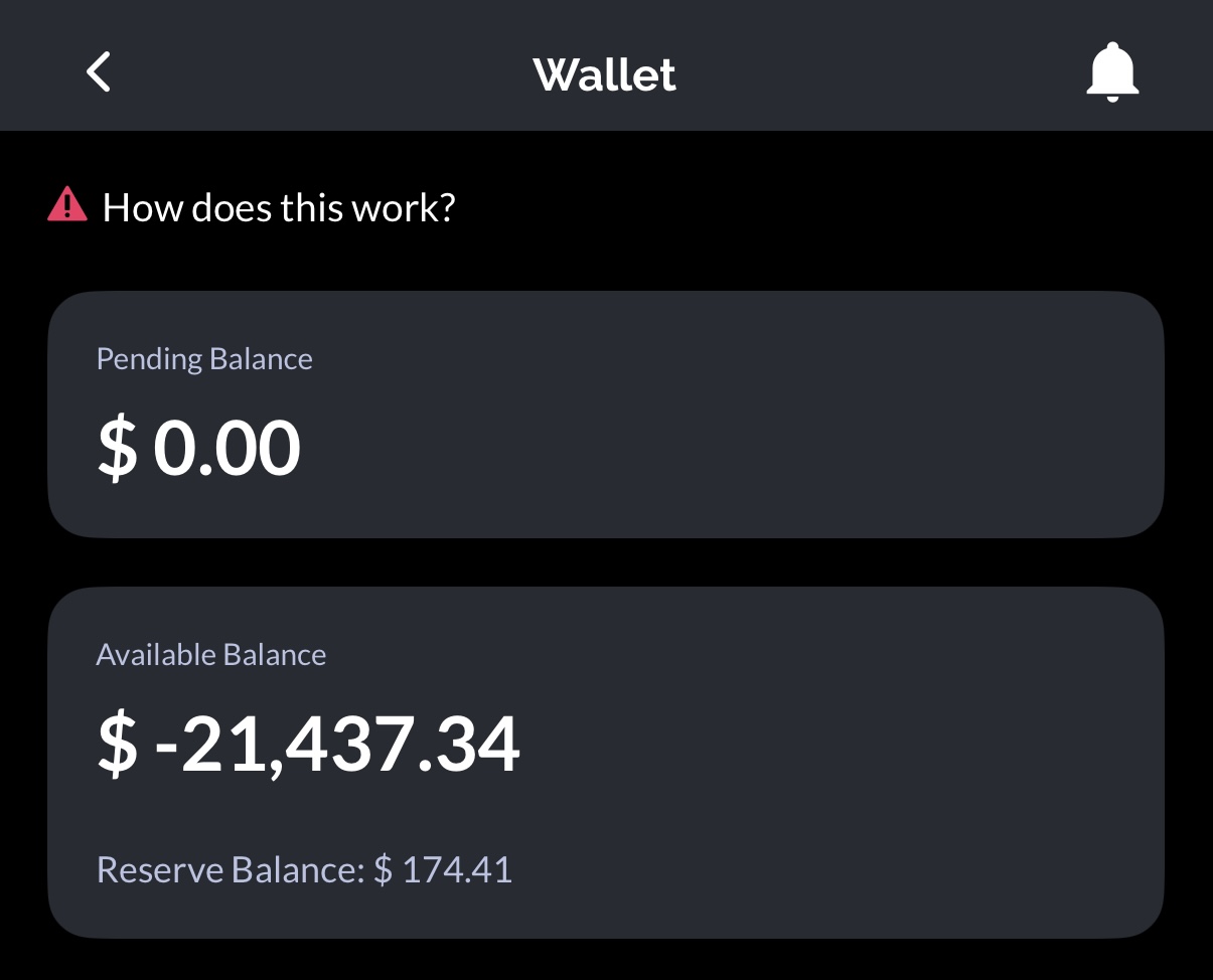 Second wallet also deep in the negative